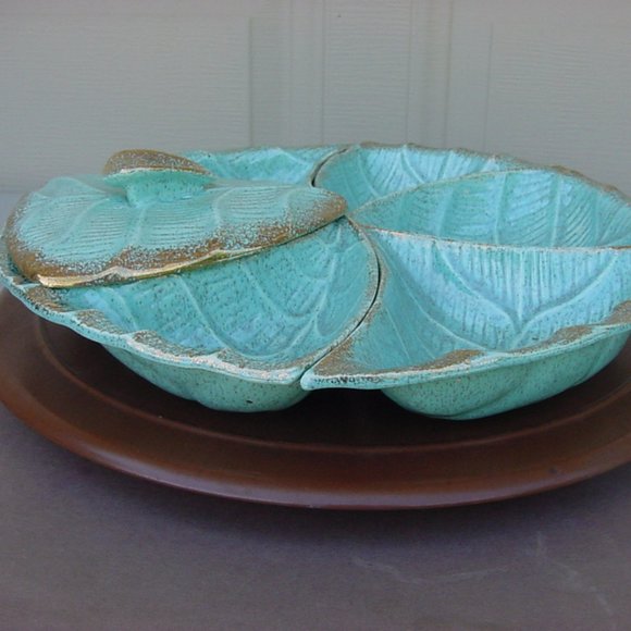 MID CENTURY MODERN CALIFORNIA ORIGINALS CHIP SET WITH LAZY SUSAN - Picture 1 of 10